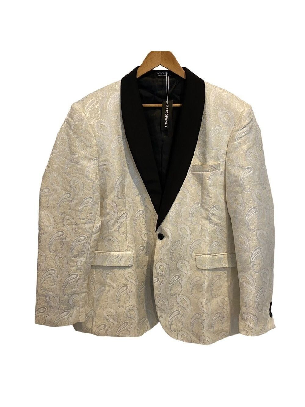 Coofandy Paisley party tuxedo NWT cream & white Classic silky Timeless formal XL